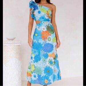 Never Worn-Floral Blue Maxi Dress